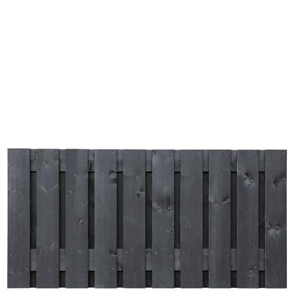 Tuinscherm Stuttgart, zwart gespoten vuren, RVS-geschroefd, 21-planks (19+2) 180x90 cm