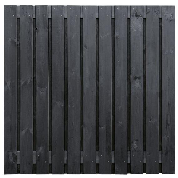 Tuinscherm Dresden, zwart gespoten vuren, RVS-geschroefd, 23-planks (21+2) 180x180 cm