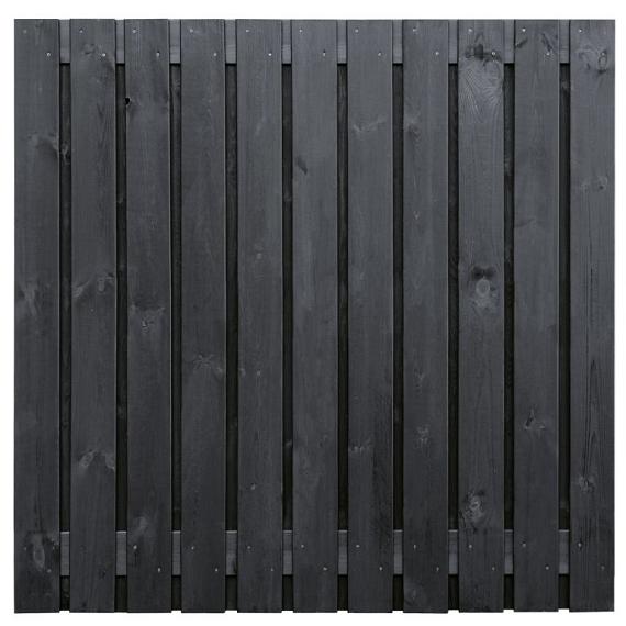 Tuinscherm Dresden, zwart gespoten vuren, RVS-geschroefd, 23-planks (21+2) 180x180 cm