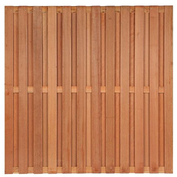 Tuinscherm Leeuwarden, keruing hardhout, RVS-geschroefd, 26-planks (23+3) 180x180 cm