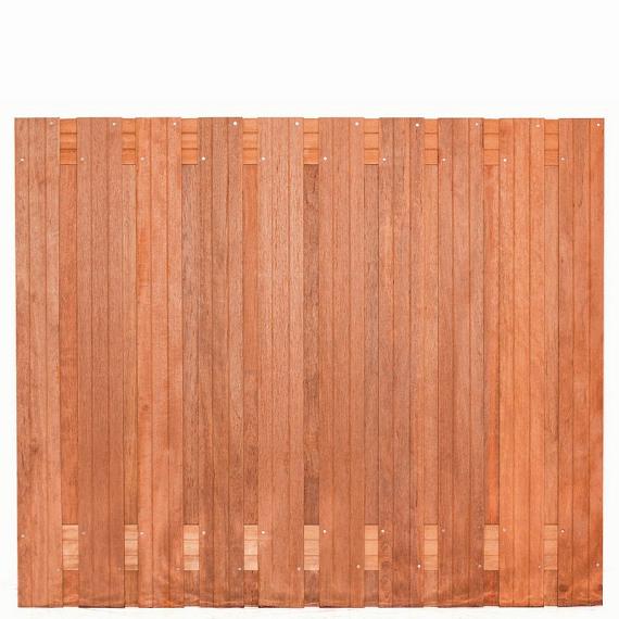 Tuinscherm Dronten, keruing hardhout, RVS-geschroefd, 21-planks (19+2) 180x150 cm