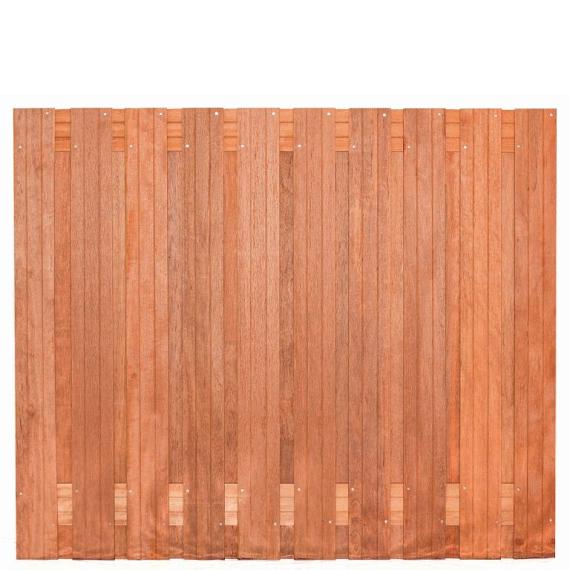 Tuinscherm Dronten, keruing hardhout, RVS-geschroefd, 21-planks (19+2) 180x150 cm