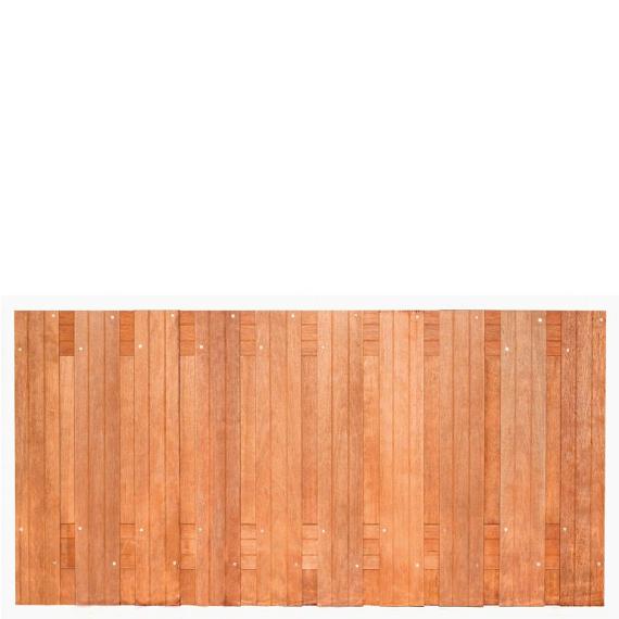 Tuinscherm Dronten, keruing hardhout, RVS-geschroefd, 21-planks (19+2) 180x90 cm