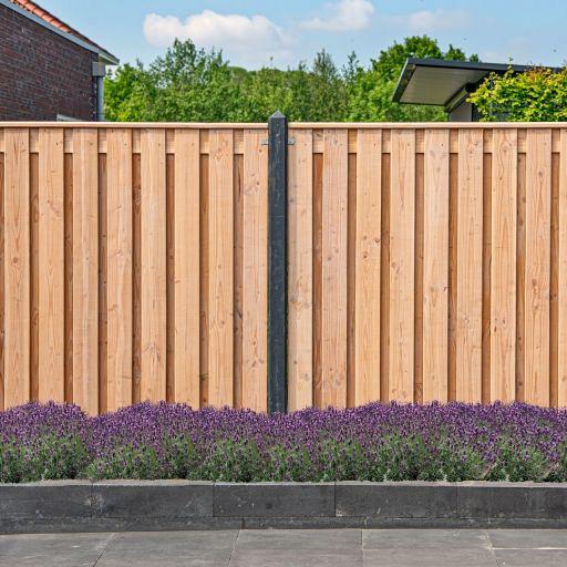 Tuinscherm Zwarte Woud, douglas, RVS-geschroefd, 21-planks (19+2) 180x180 cm