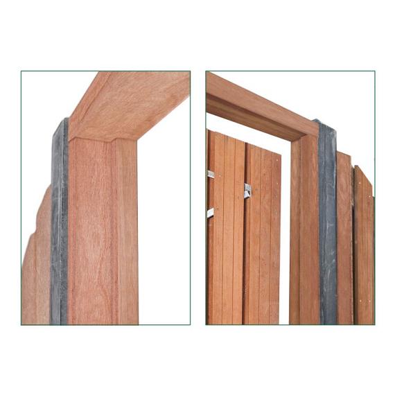 Tuindeurkozijnhardhout + aanslagligger 210 cm hoog en 160cm breed zelf in tekorten