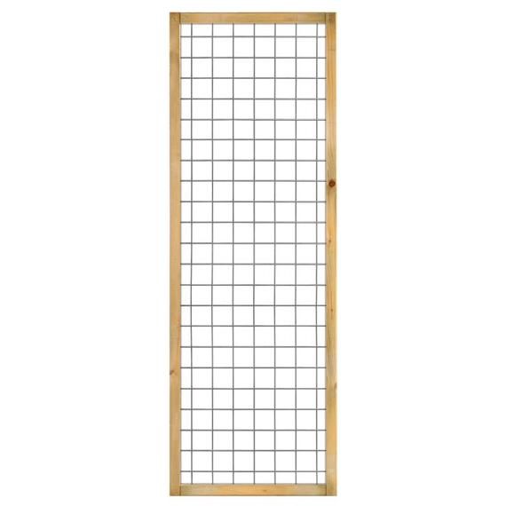 Gaaselement vuurverzinkt maaswijdte 7,5x7,5 cm met kader grenen groen geïmpregneerd 4,5x4,5 cm H180x