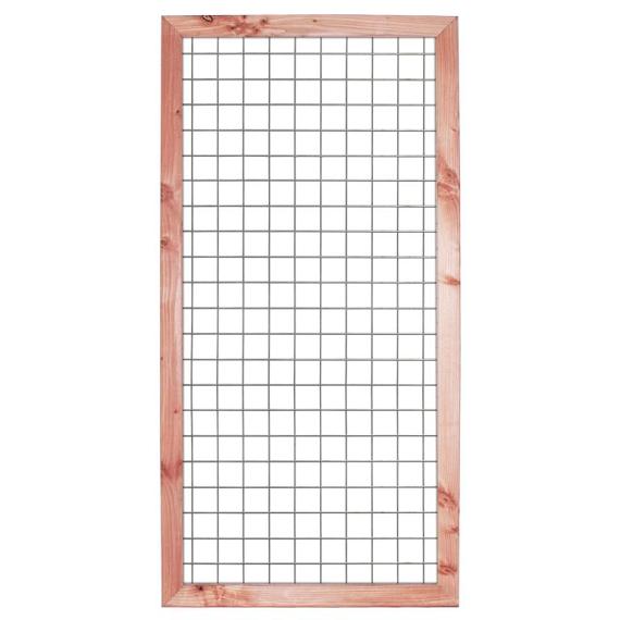 Gaaselement vuurverzinkt maaswijdte 7,5x7,5 cm met robuust kader Douglas 4,5x7,0 cm H180xB90 cm