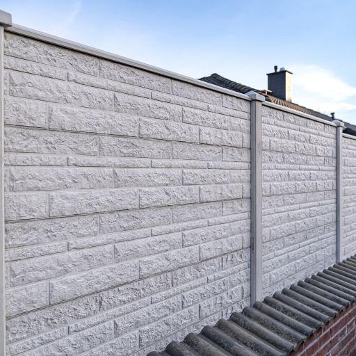 Beton-motiefplaat wit/grijs - H20xD3,5xL184cm rotsmotief - H20xD3,5xL184cm rotsmotief