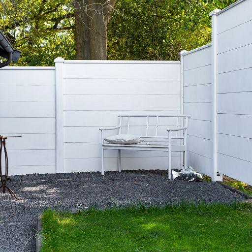 Beton-motiefplaat wit/grijs - H26xD4.8xL184cm blokhutprofiel