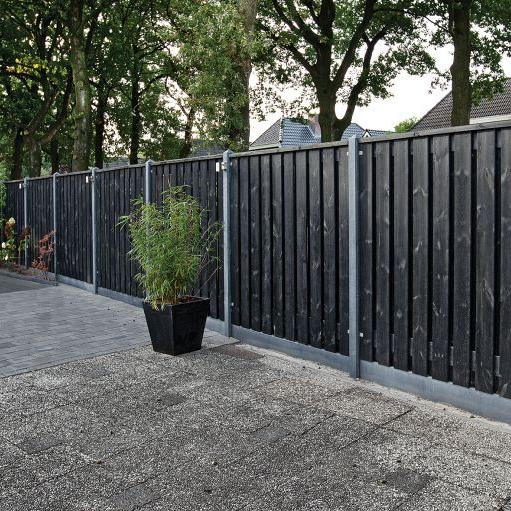 Betonpaal antraciet diamantkop - 10x10x280cm tussenmodel Scherm 180 cm - IJssel-serie