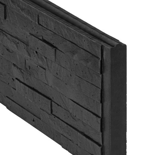 Beton-motiefplaat antraciet gecoat - H26xD3.5xL184cm leisteenmotief