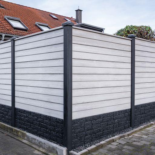 Beton-motiefplaat antraciet gecoat - H26xD3.5xL184cm romeins motief