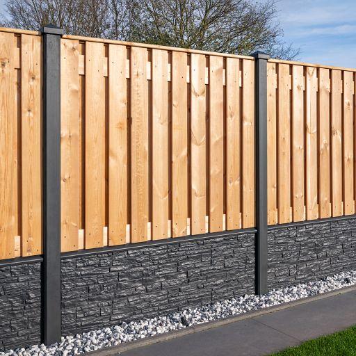 Beton-motiefplaat antraciet gecoat - H26xD3.5xL184cm nostalgiemotief