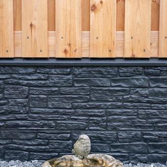 Beton-motiefplaat antraciet gecoat - H26xD3.5xL184cm nostalgiemotief