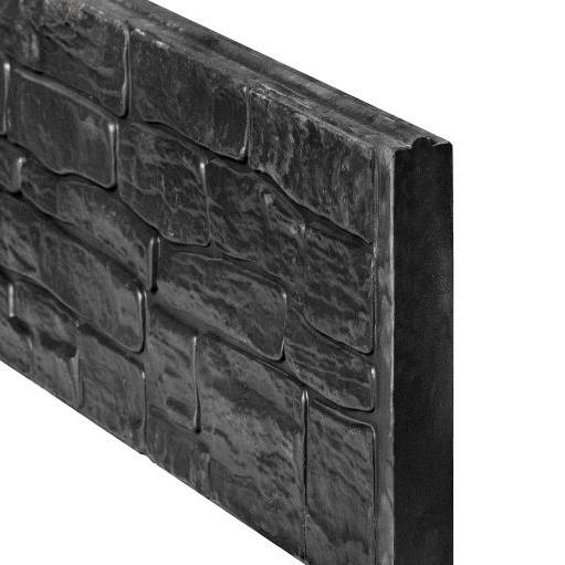 Beton-motiefplaat antraciet gecoat - H26xD3.5xL184cm nostalgiemotief