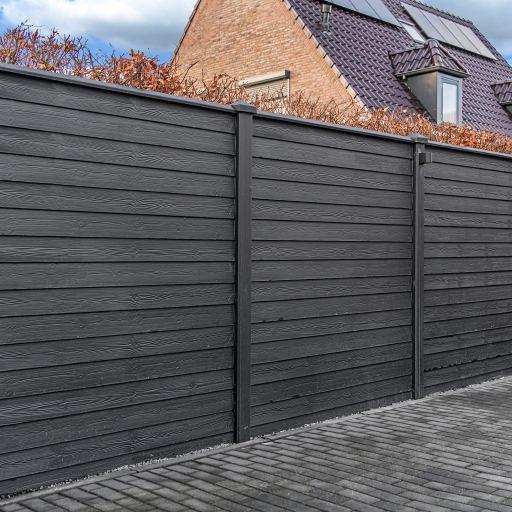 Beton-motiefplaat antraciet gecoat - H26xD3.5xL184cm rabat-houtmotief