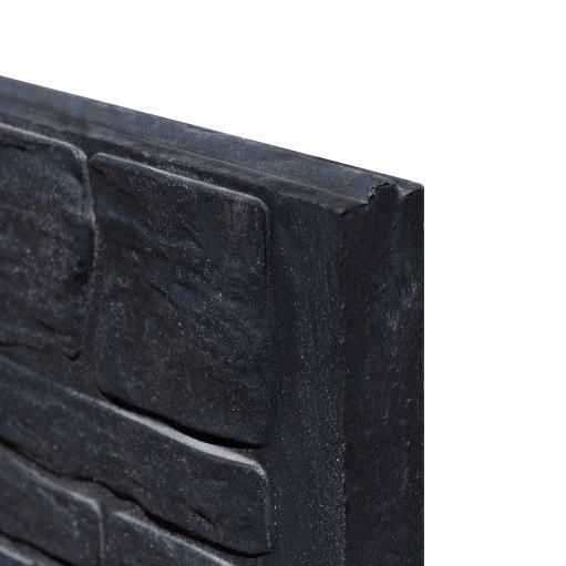 Beton-motiefplaat antraciet gecoat - H36xD3.5xL184cm nostalgiemotief