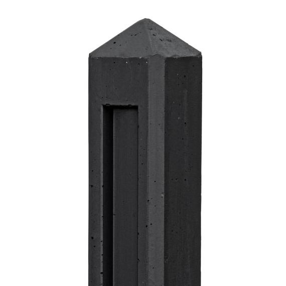 Betonpaal antraciet gecoat diamantkop - 10x10x145cm tussenmodel - Hunze-serie