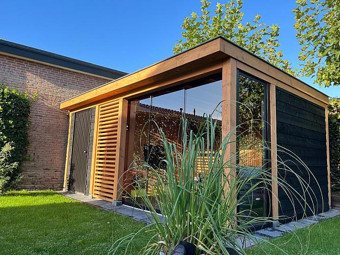 houten overkapping plat dak