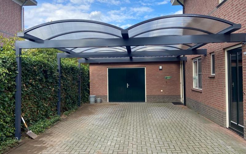 aluminium boog carport cp25 polycarbonaat zijaanbouw