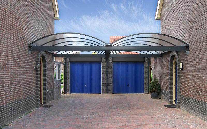 aluminium boog carport cp25 muuraanbouw antraciet